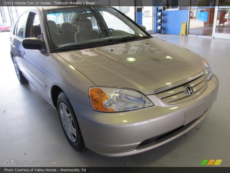 Titanium Metallic / Beige 2001 Honda Civic LX Sedan