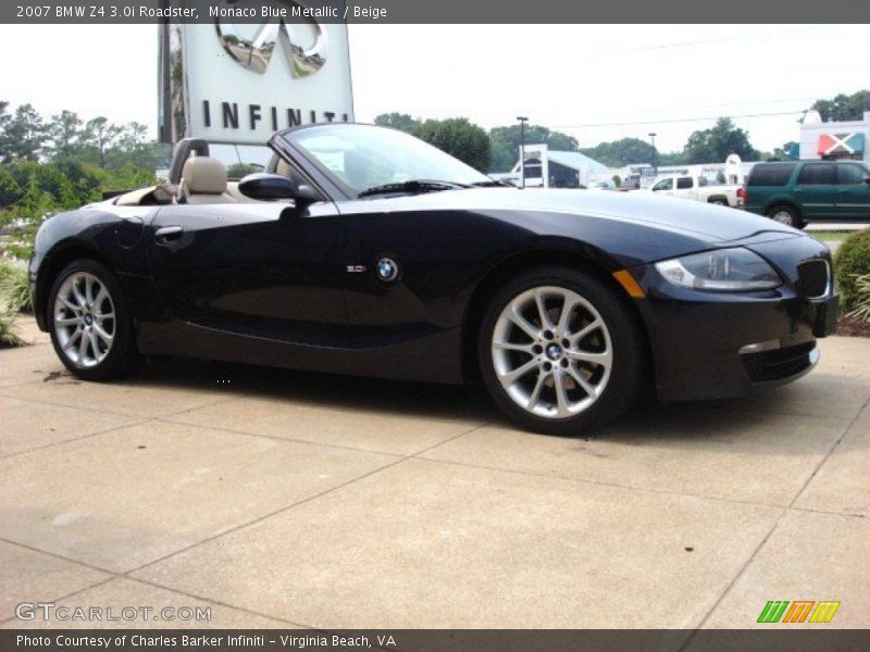 Monaco Blue Metallic / Beige 2007 BMW Z4 3.0i Roadster