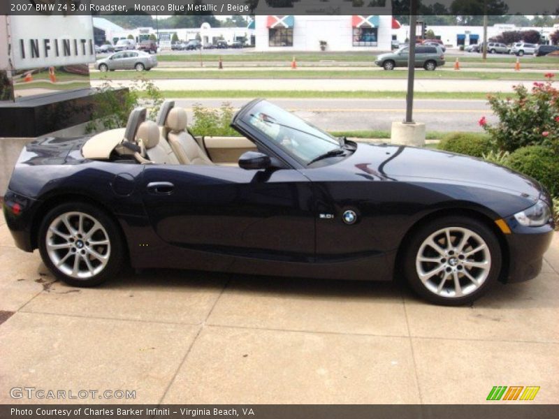 Monaco Blue Metallic / Beige 2007 BMW Z4 3.0i Roadster