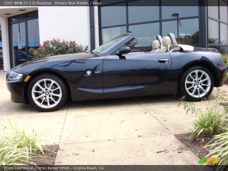 Monaco Blue Metallic / Beige 2007 BMW Z4 3.0i Roadster