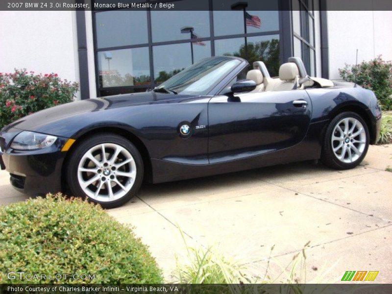 Monaco Blue Metallic / Beige 2007 BMW Z4 3.0i Roadster