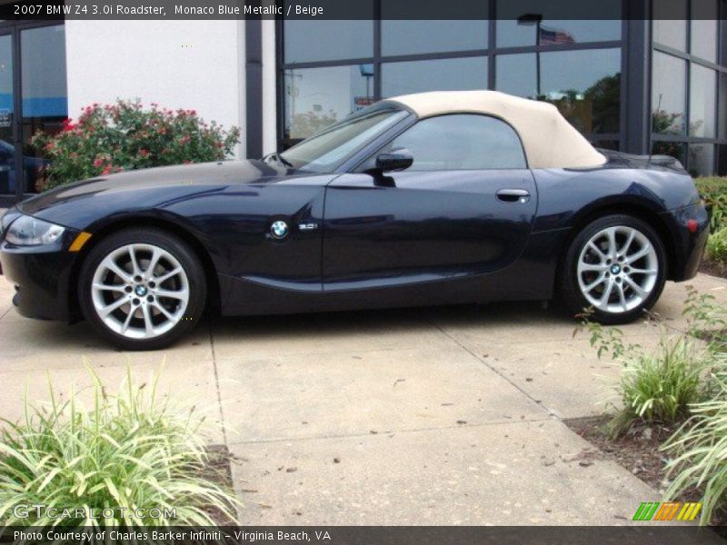 Monaco Blue Metallic / Beige 2007 BMW Z4 3.0i Roadster