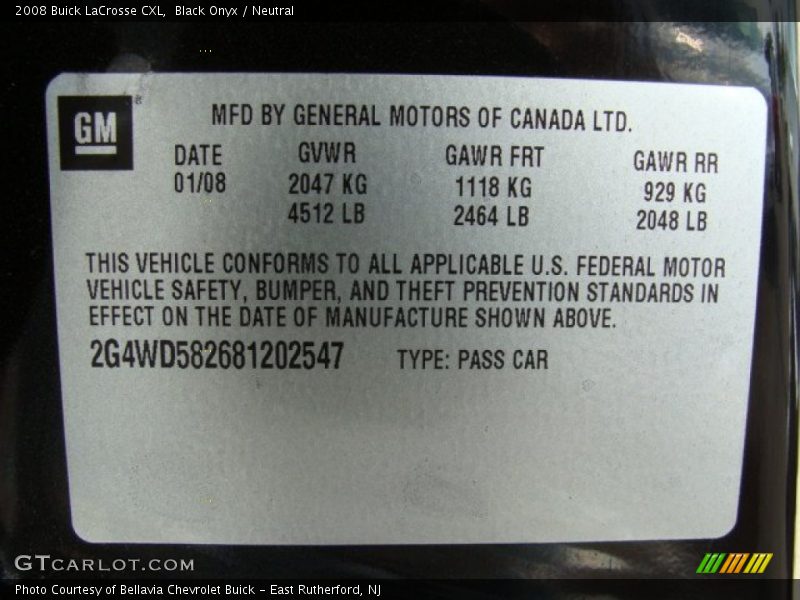 Black Onyx / Neutral 2008 Buick LaCrosse CXL