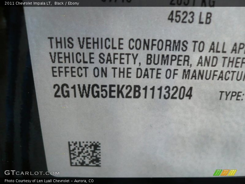 Black / Ebony 2011 Chevrolet Impala LT