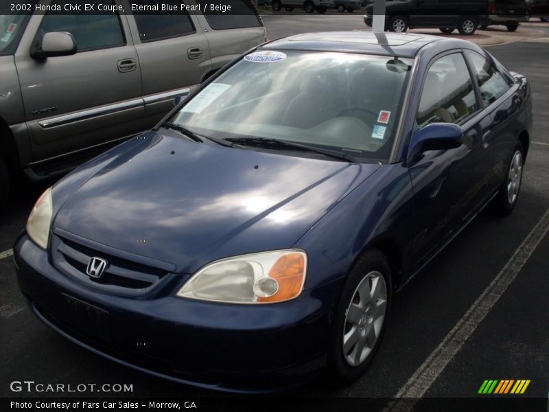 Eternal Blue Pearl / Beige 2002 Honda Civic EX Coupe