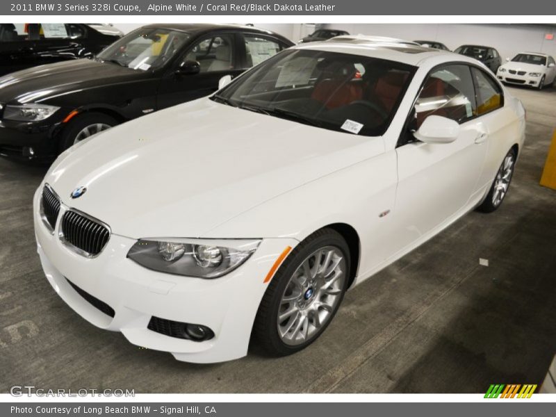 Alpine White / Coral Red/Black Dakota Leather 2011 BMW 3 Series 328i Coupe