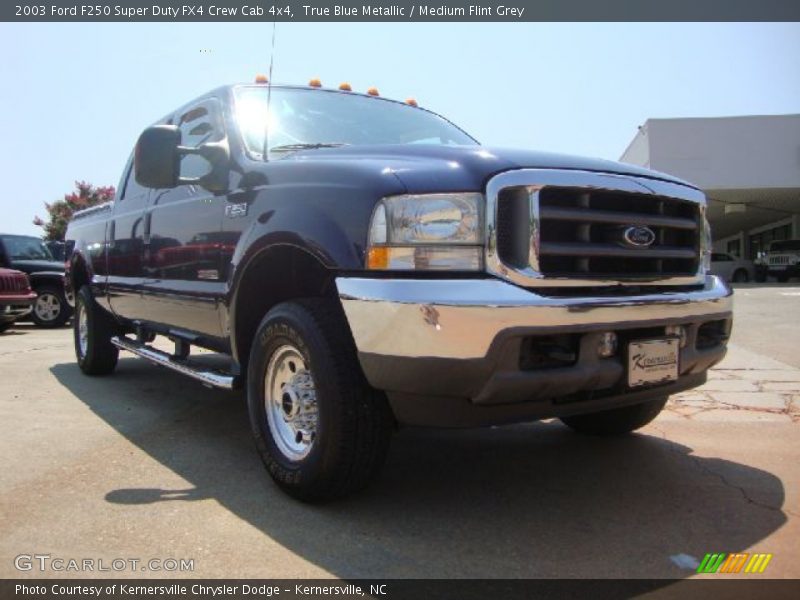 True Blue Metallic / Medium Flint Grey 2003 Ford F250 Super Duty FX4 Crew Cab 4x4