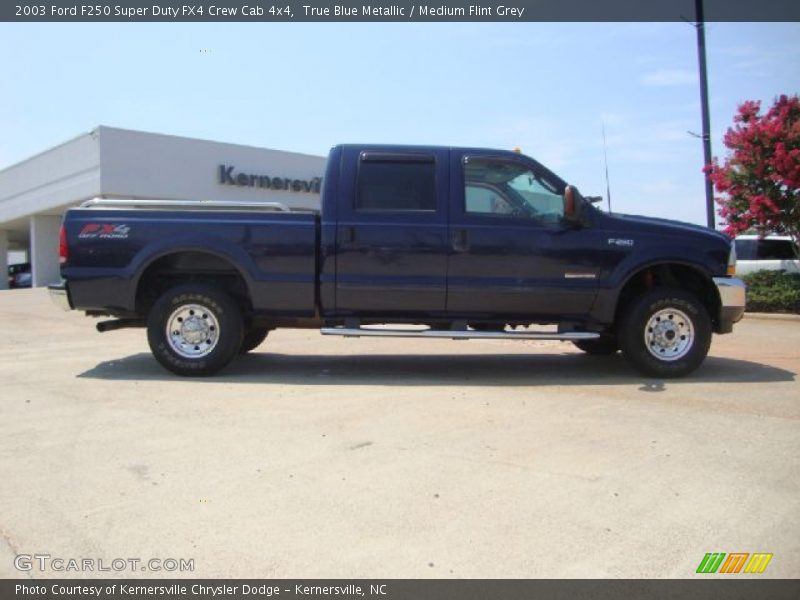 True Blue Metallic / Medium Flint Grey 2003 Ford F250 Super Duty FX4 Crew Cab 4x4