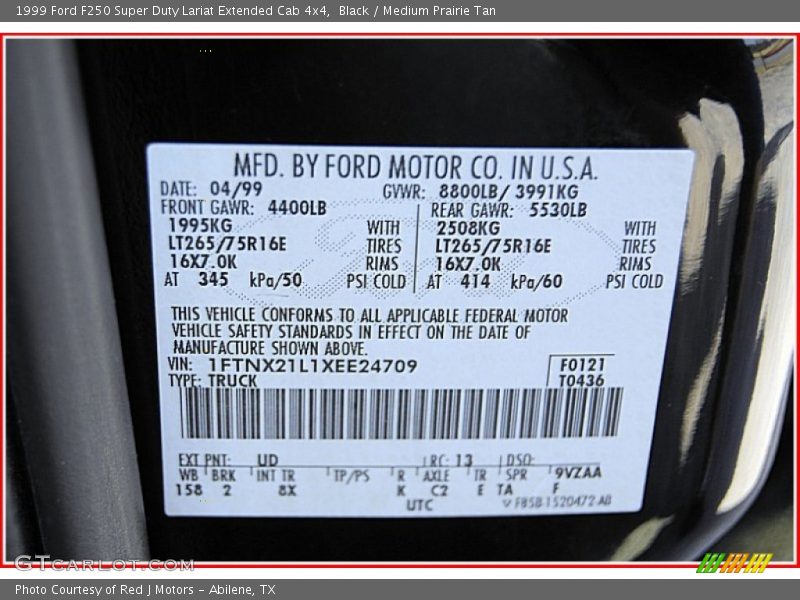 Black / Medium Prairie Tan 1999 Ford F250 Super Duty Lariat Extended Cab 4x4