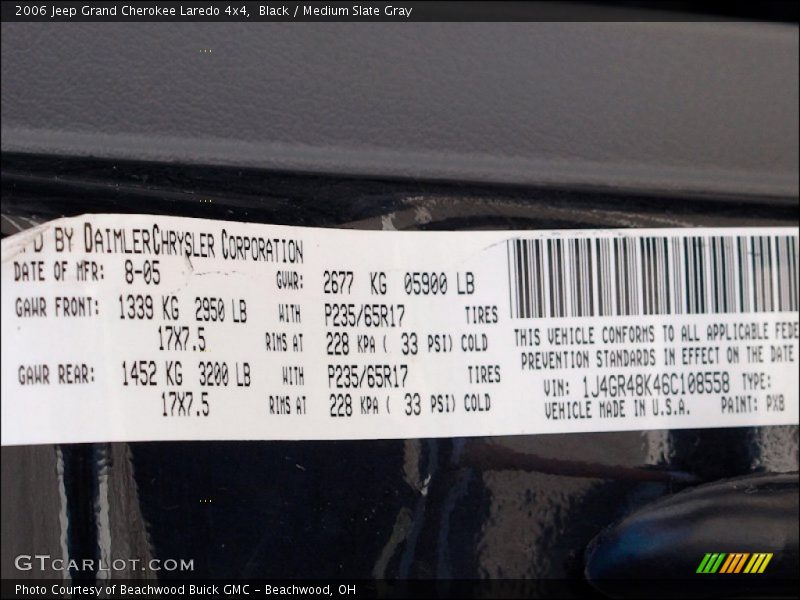Black / Medium Slate Gray 2006 Jeep Grand Cherokee Laredo 4x4
