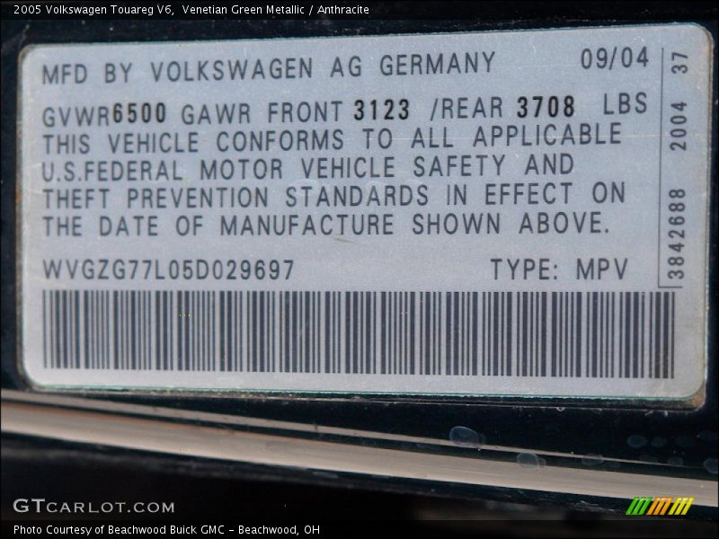 Venetian Green Metallic / Anthracite 2005 Volkswagen Touareg V6