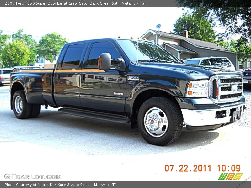 Dark Green Satin Metallic / Tan 2005 Ford F350 Super Duty Lariat Crew Cab