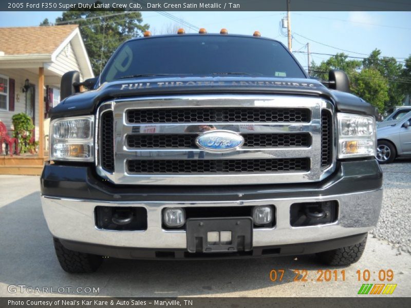 Dark Green Satin Metallic / Tan 2005 Ford F350 Super Duty Lariat Crew Cab