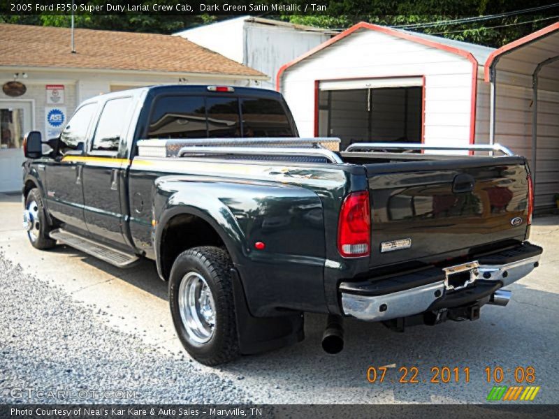 Dark Green Satin Metallic / Tan 2005 Ford F350 Super Duty Lariat Crew Cab