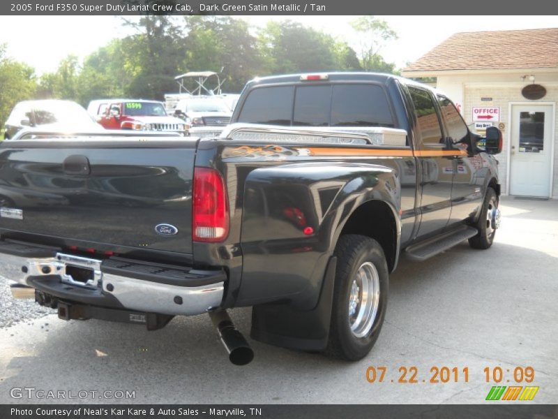 Dark Green Satin Metallic / Tan 2005 Ford F350 Super Duty Lariat Crew Cab