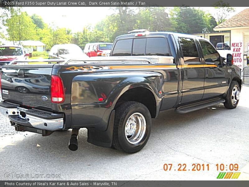 Dark Green Satin Metallic / Tan 2005 Ford F350 Super Duty Lariat Crew Cab
