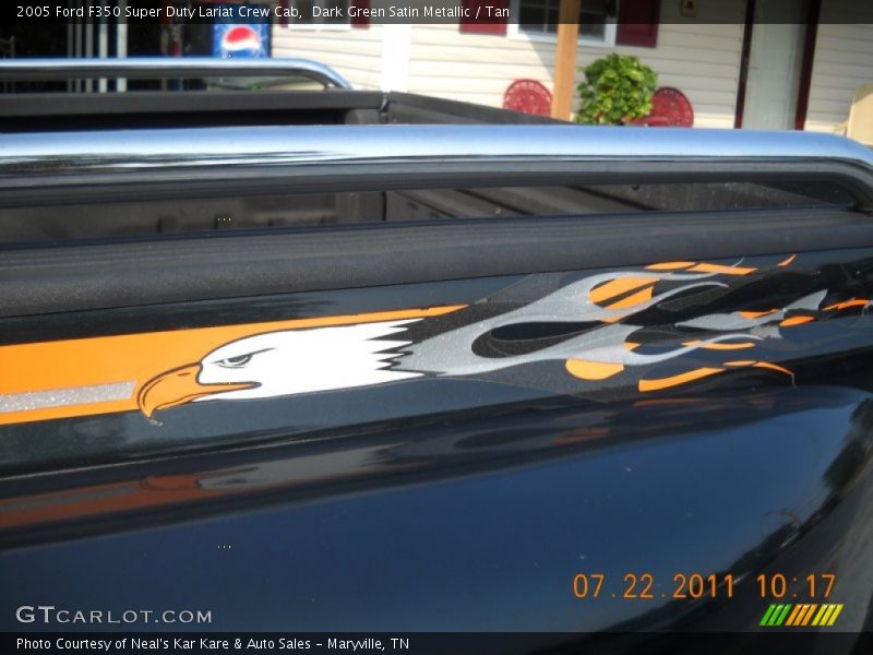 Dark Green Satin Metallic / Tan 2005 Ford F350 Super Duty Lariat Crew Cab