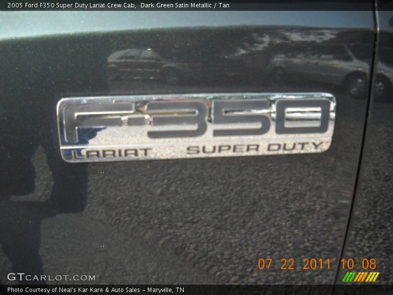 Dark Green Satin Metallic / Tan 2005 Ford F350 Super Duty Lariat Crew Cab