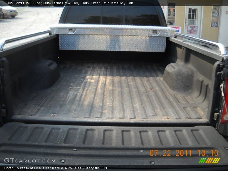 Dark Green Satin Metallic / Tan 2005 Ford F350 Super Duty Lariat Crew Cab