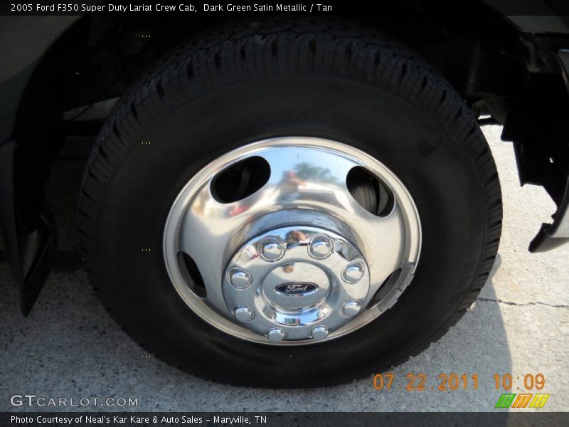 Dark Green Satin Metallic / Tan 2005 Ford F350 Super Duty Lariat Crew Cab