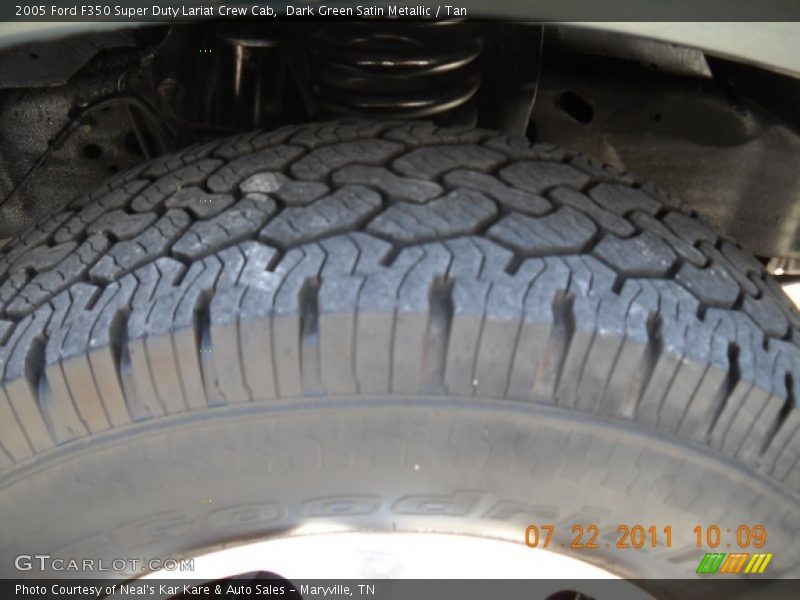 Dark Green Satin Metallic / Tan 2005 Ford F350 Super Duty Lariat Crew Cab