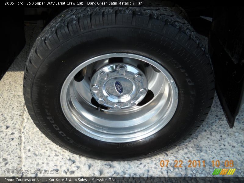 Dark Green Satin Metallic / Tan 2005 Ford F350 Super Duty Lariat Crew Cab