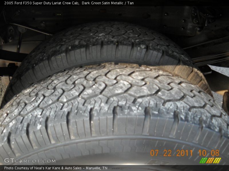 Dark Green Satin Metallic / Tan 2005 Ford F350 Super Duty Lariat Crew Cab