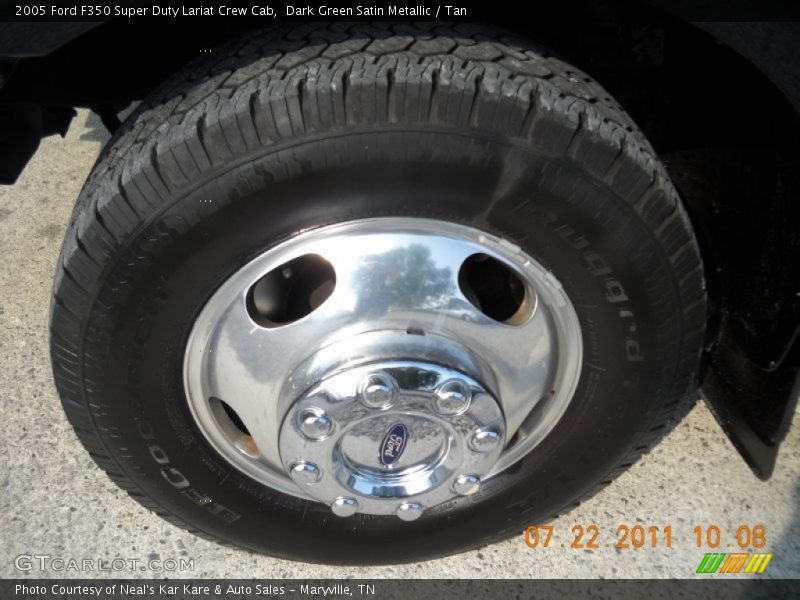 Dark Green Satin Metallic / Tan 2005 Ford F350 Super Duty Lariat Crew Cab