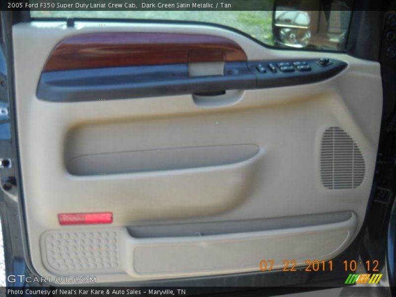 Dark Green Satin Metallic / Tan 2005 Ford F350 Super Duty Lariat Crew Cab