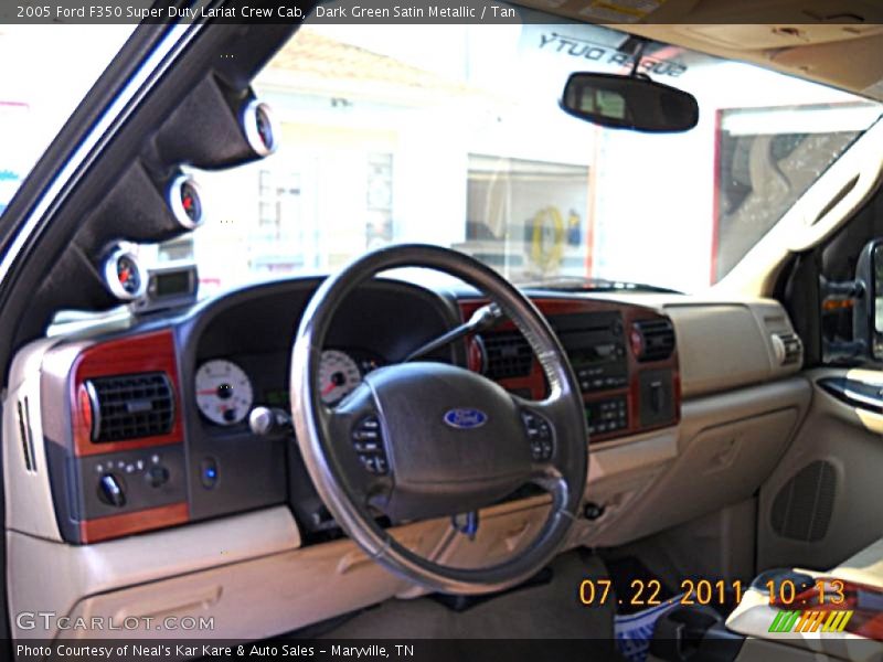 Dark Green Satin Metallic / Tan 2005 Ford F350 Super Duty Lariat Crew Cab