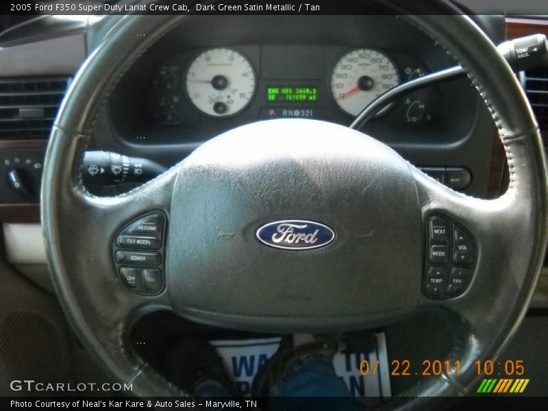 Dark Green Satin Metallic / Tan 2005 Ford F350 Super Duty Lariat Crew Cab