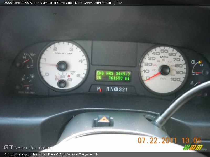 Dark Green Satin Metallic / Tan 2005 Ford F350 Super Duty Lariat Crew Cab