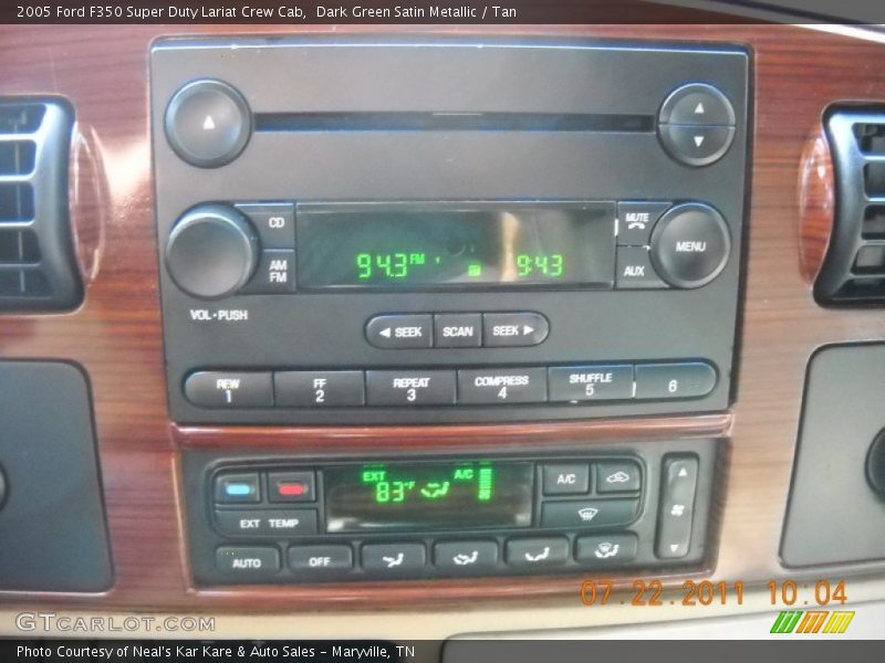 Dark Green Satin Metallic / Tan 2005 Ford F350 Super Duty Lariat Crew Cab