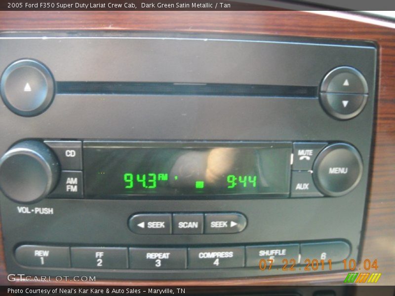 Dark Green Satin Metallic / Tan 2005 Ford F350 Super Duty Lariat Crew Cab