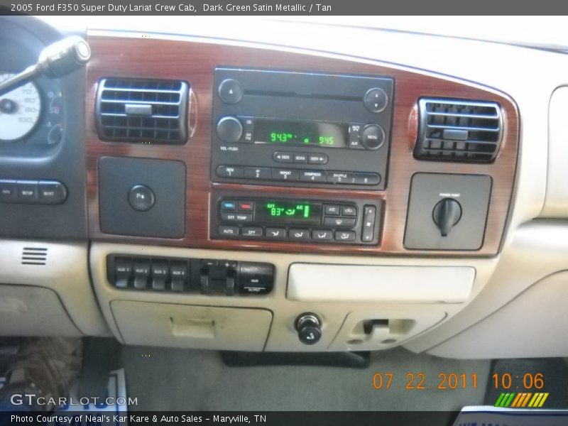 Dark Green Satin Metallic / Tan 2005 Ford F350 Super Duty Lariat Crew Cab