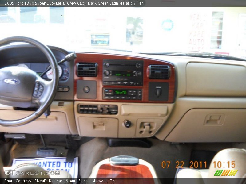 Dark Green Satin Metallic / Tan 2005 Ford F350 Super Duty Lariat Crew Cab