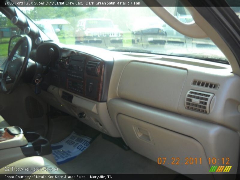 Dark Green Satin Metallic / Tan 2005 Ford F350 Super Duty Lariat Crew Cab