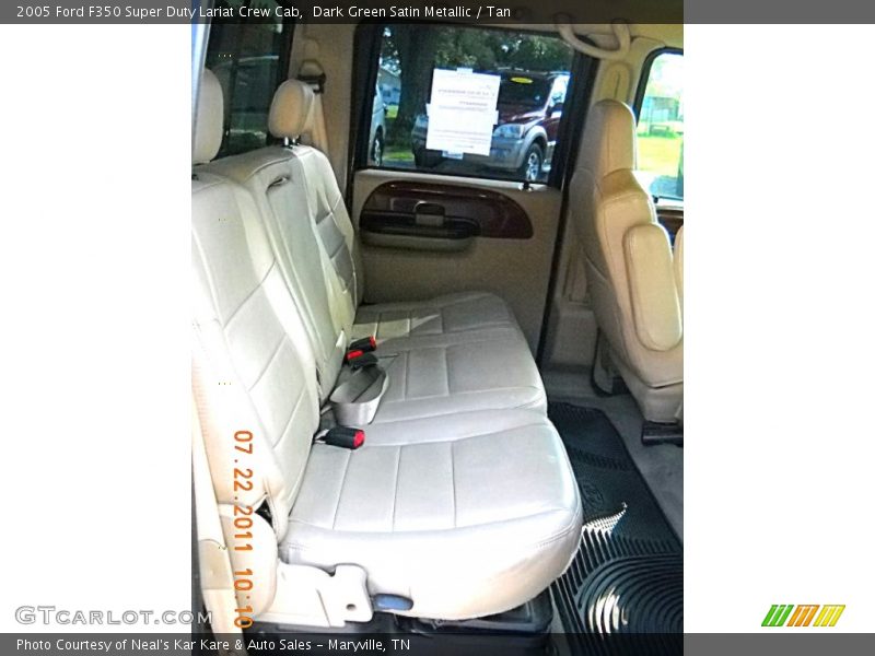Dark Green Satin Metallic / Tan 2005 Ford F350 Super Duty Lariat Crew Cab
