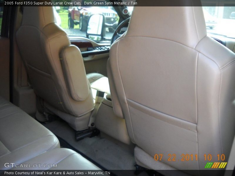Dark Green Satin Metallic / Tan 2005 Ford F350 Super Duty Lariat Crew Cab