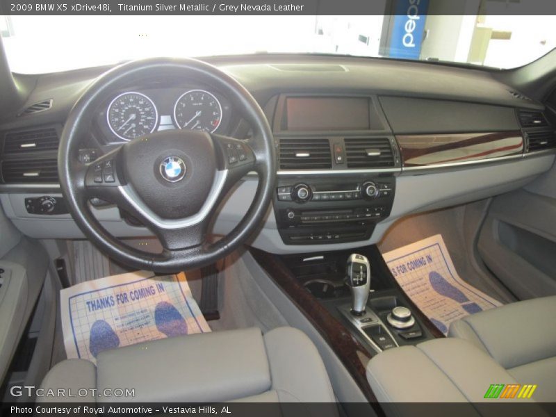Titanium Silver Metallic / Grey Nevada Leather 2009 BMW X5 xDrive48i