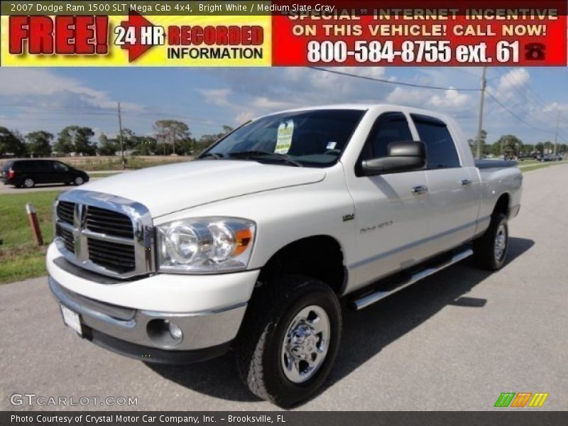 Bright White / Medium Slate Gray 2007 Dodge Ram 1500 SLT Mega Cab 4x4