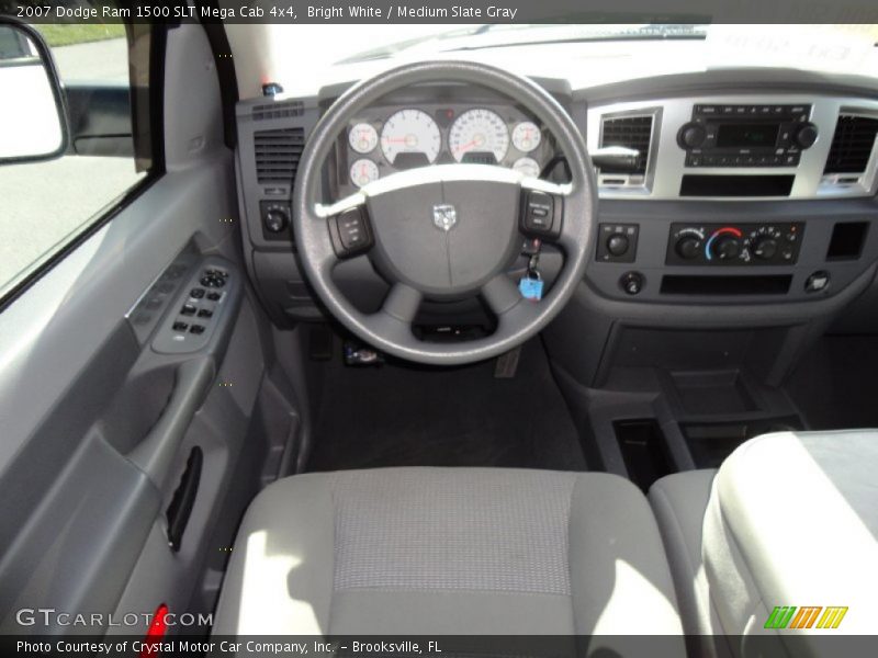 Bright White / Medium Slate Gray 2007 Dodge Ram 1500 SLT Mega Cab 4x4