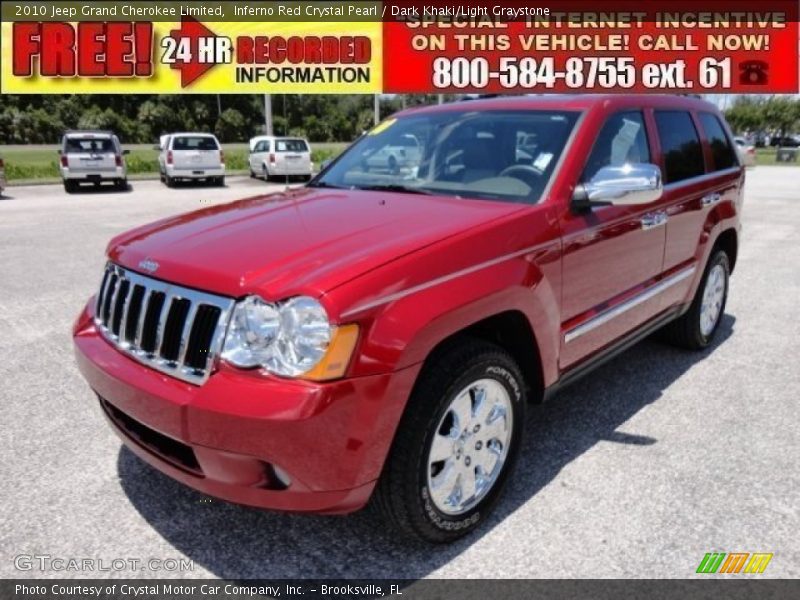 Inferno Red Crystal Pearl / Dark Khaki/Light Graystone 2010 Jeep Grand Cherokee Limited