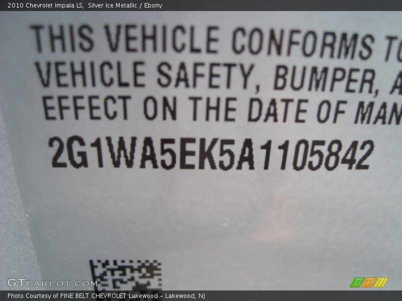 Silver Ice Metallic / Ebony 2010 Chevrolet Impala LS