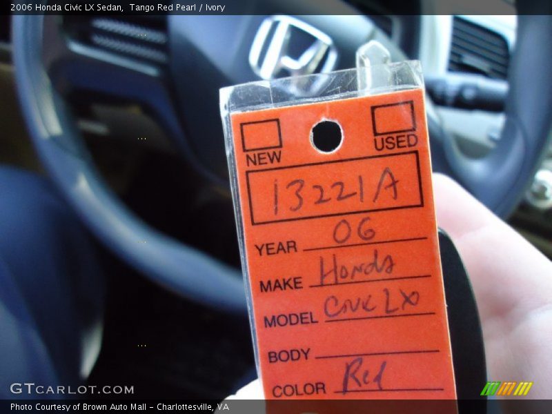 Tango Red Pearl / Ivory 2006 Honda Civic LX Sedan