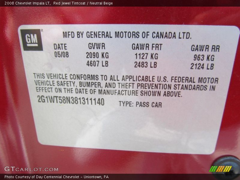 Red Jewel Tintcoat / Neutral Beige 2008 Chevrolet Impala LT
