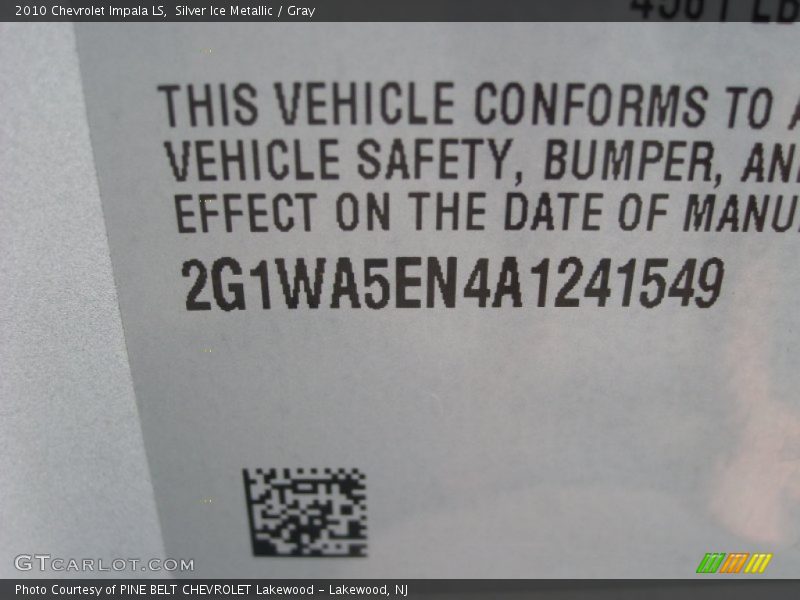 Silver Ice Metallic / Gray 2010 Chevrolet Impala LS