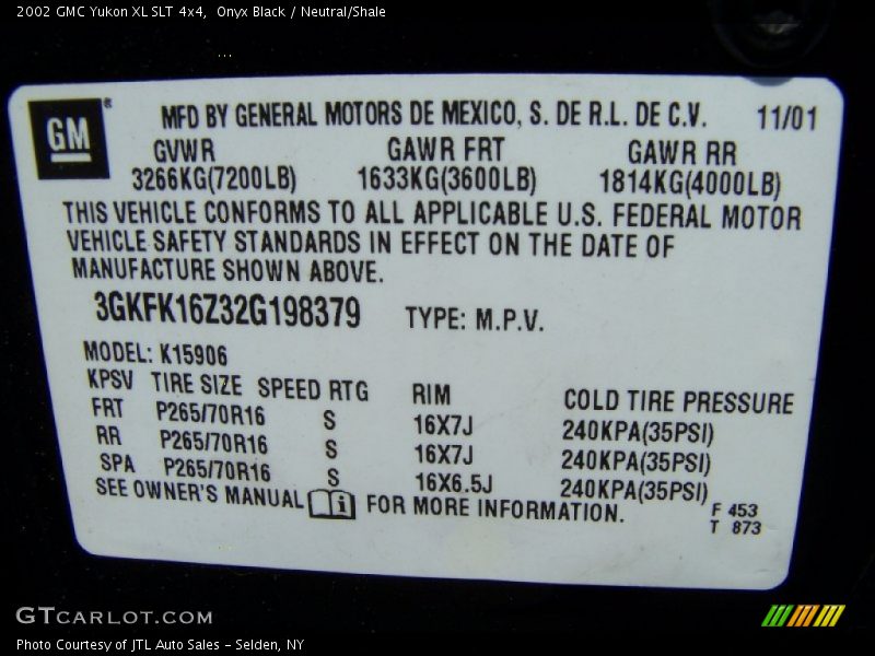 Onyx Black / Neutral/Shale 2002 GMC Yukon XL SLT 4x4