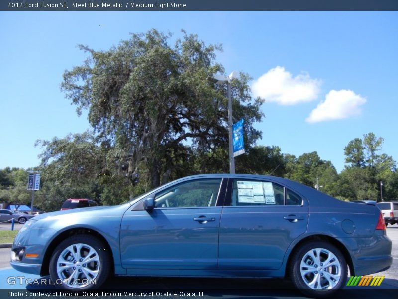 Steel Blue Metallic / Medium Light Stone 2012 Ford Fusion SE
