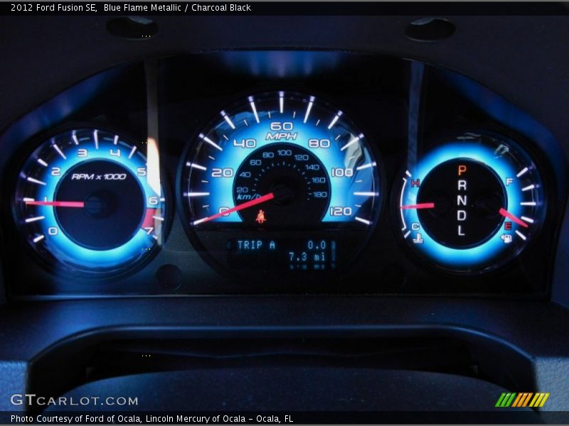 Blue Flame Metallic / Charcoal Black 2012 Ford Fusion SE